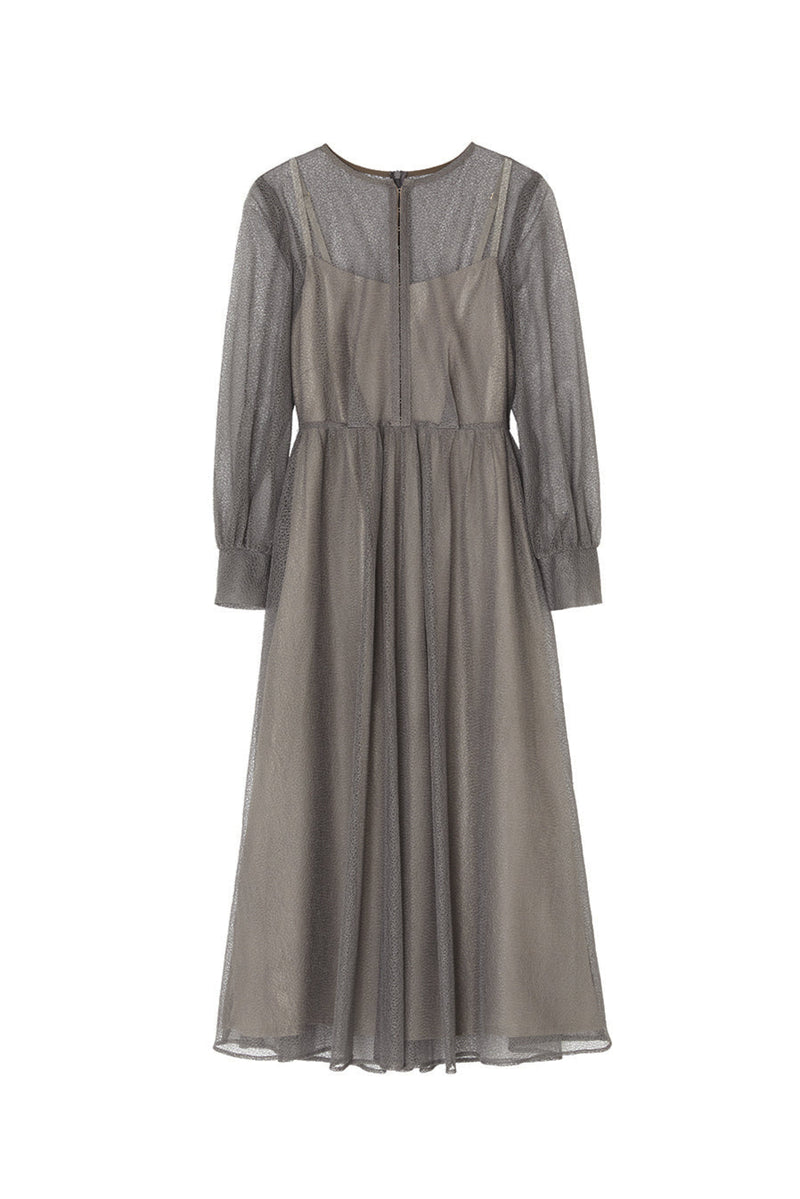 幾何学チュールドレス( 36 / greige )100546