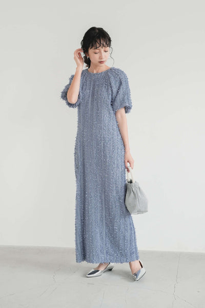 re'kaene(リカエン)公式サイト (レンタル) ボリュームスリーブオールレースドレス( 36 / sax )100938 | モデル身長157cm 着用サイズ36