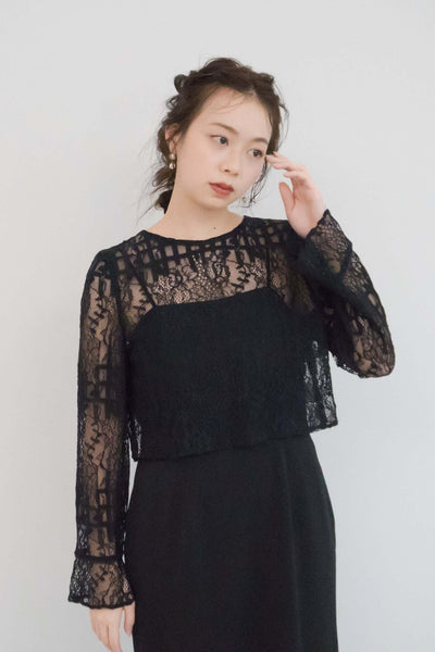re'kaene(リカエン)公式サイト レンタル ラッセルレース×コクーンドレス②  ( 38 / black ) 100645 | モデル身長161cm 着用サイズ 38