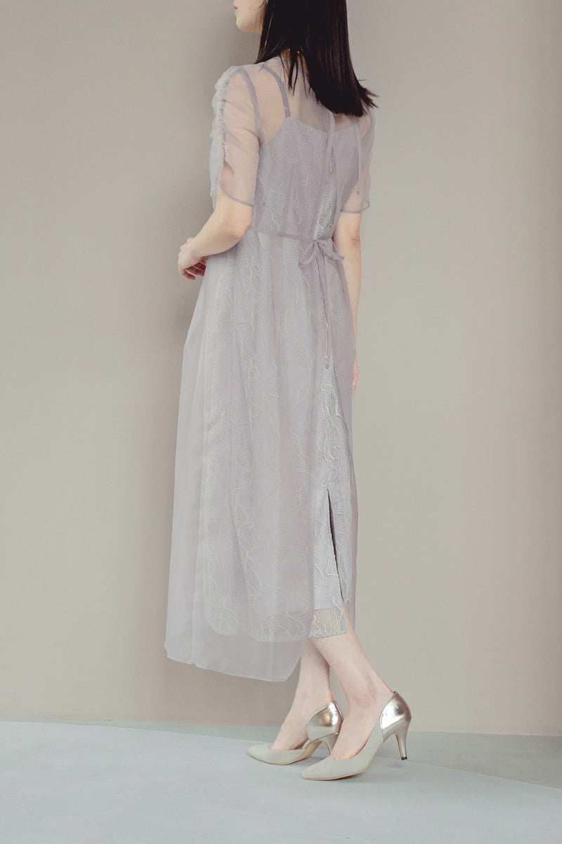 オーガンエプロンレースドレス ( 36 / pinkbeige ) 100881 | モデル身長166cm 着用サイズ38