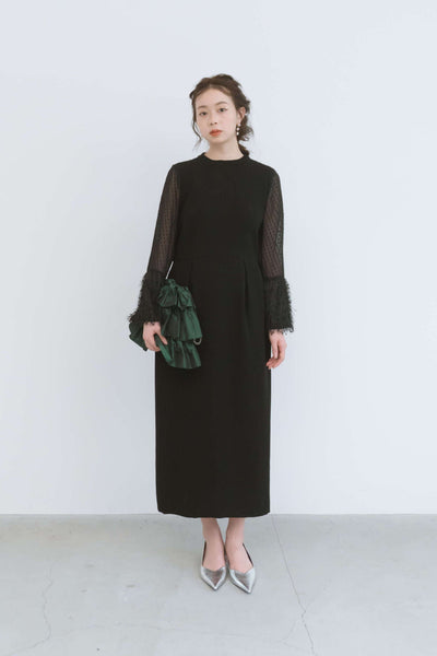 re'kaene(リカエン)公式サイト レンタル 異素材ミックスハイネックドレス ( 38 / black ) 100623 | モデル身長161cm 着用サイズ 38