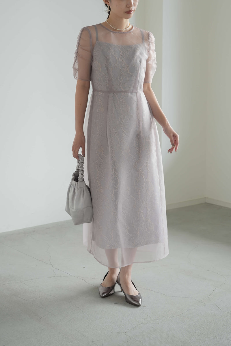 オーガンエプロンレースドレス ( 36 / pinkbeige ) 100881 | モデル身長160cm 着用サイズ36