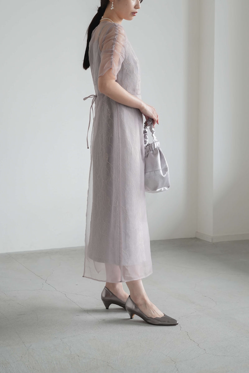 オーガンエプロンレースドレス ( 36 / pinkbeige ) 100881 | モデル身長160cm 着用サイズ36