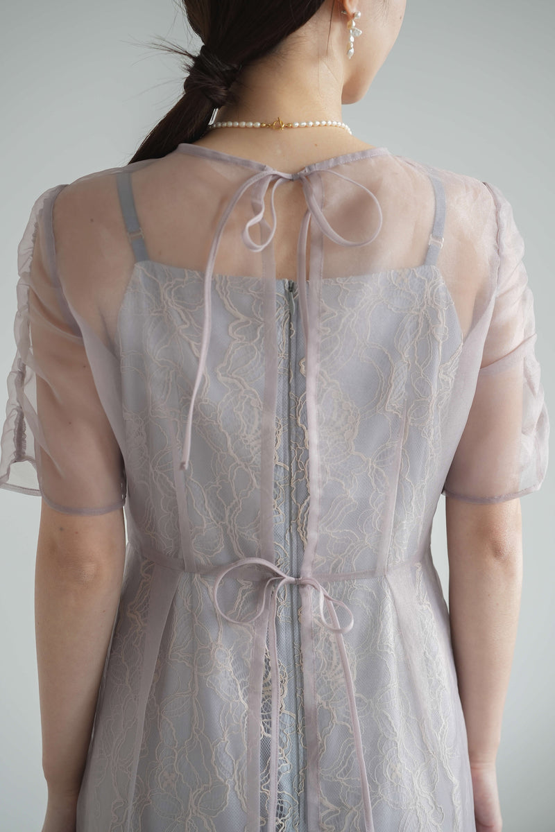 オーガンエプロンレースドレス ( 36 / pinkbeige ) 100881 | モデル身長160cm 着用サイズ36