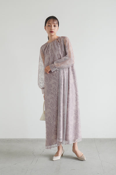 re'kaene(リカエン)公式サイト レンタル カットアウトオールレースドレス( FREE / purple )100812 | モデル身長157cm 着用サイズFREE