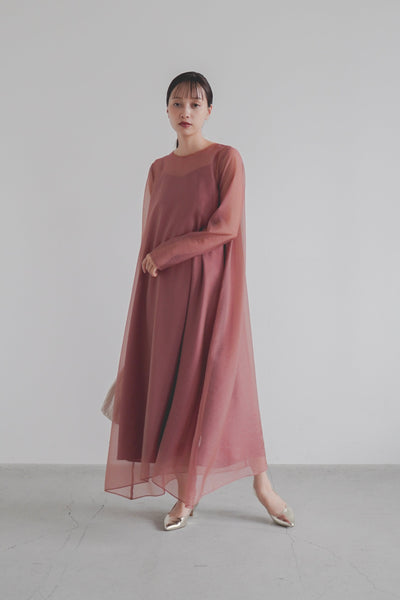 re'kaene(リカエン)公式サイト レンタル シアーAラインドレス( 1 / terracotta )100762① | モデル身長157cm 着用サイズ1
