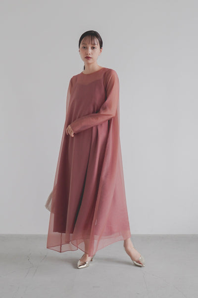 re'kaene(リカエン)公式サイト レンタル シアーAラインドレス( 1 / terracotta )100762② | モデル身長157cm 着用サイズ1