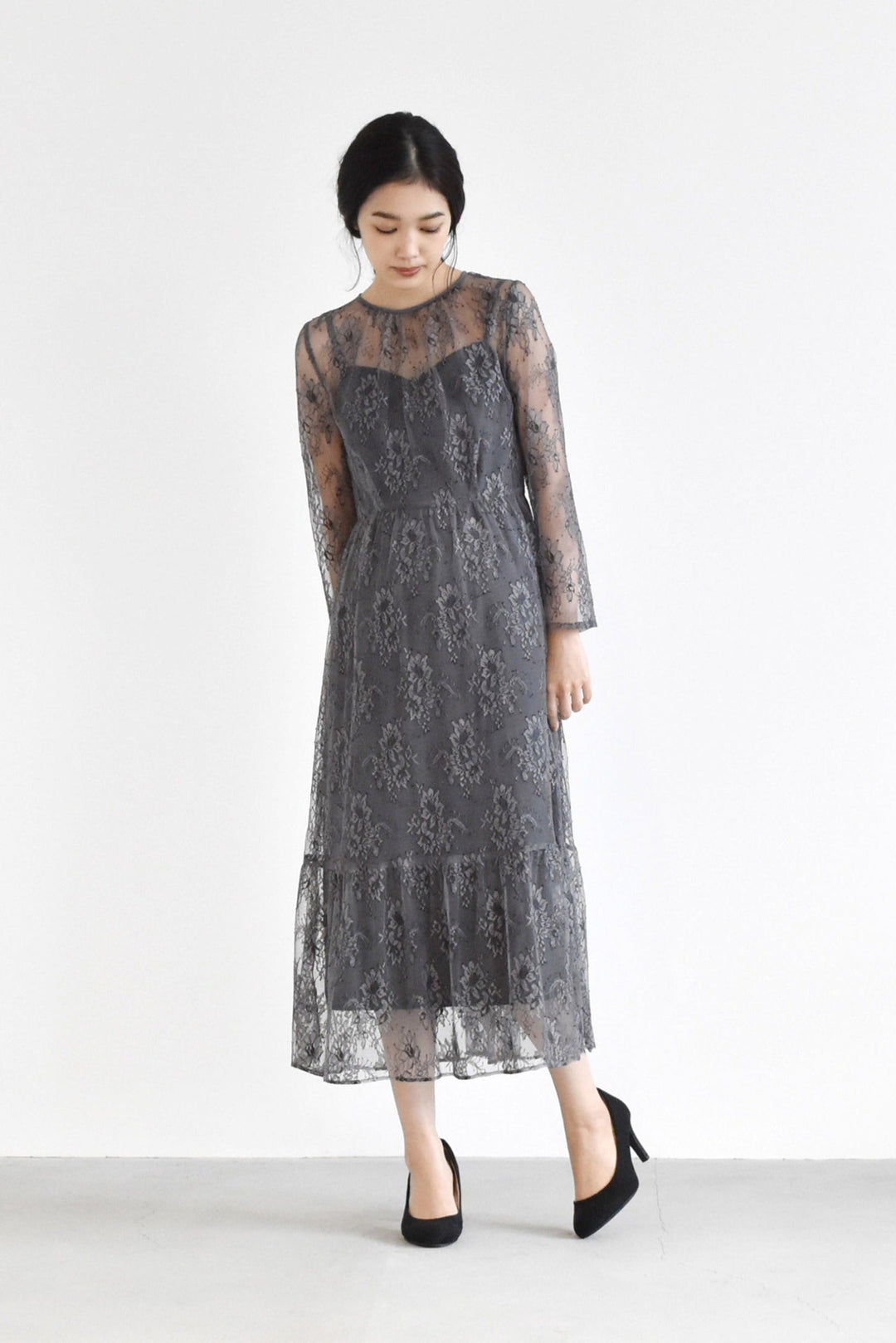 オールレースワンピース（ FREE / gray ）100305 – re'kaene