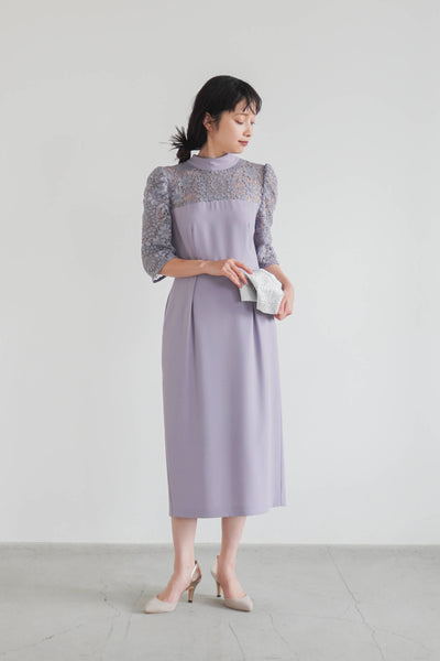 re'kaene(リカエン)公式サイト レンタル ケミカルレースコンビドレス ( 36 / purple ) 100620 | モデル身長157cm 着用サイズ36