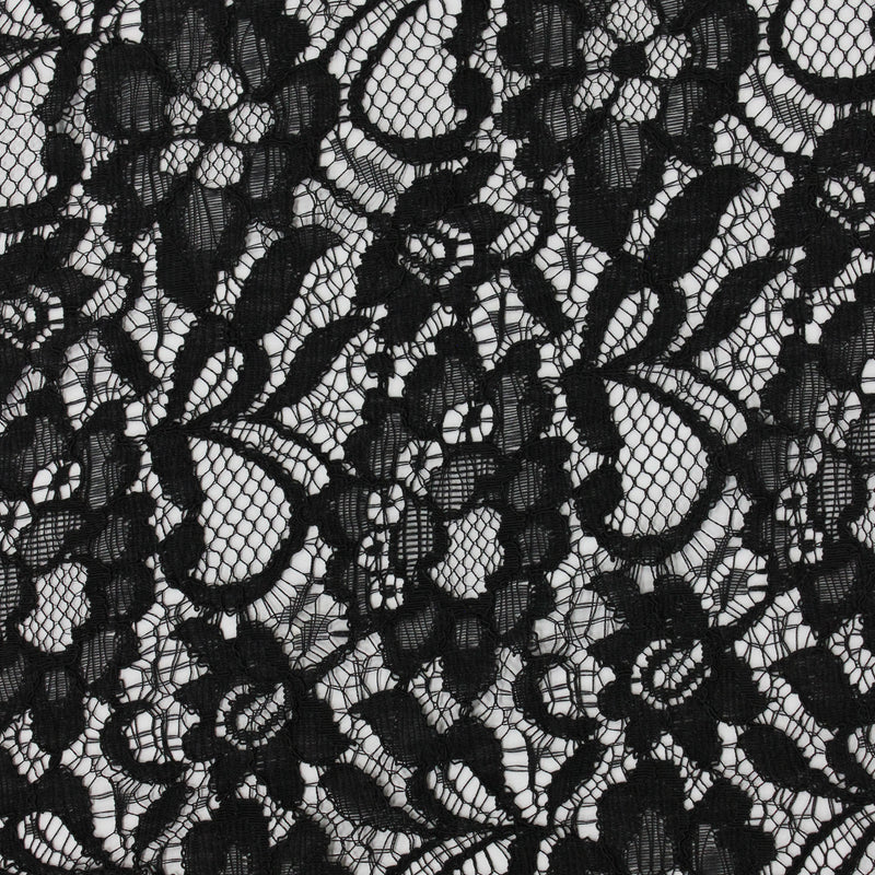 【kaene fabrics for you】フラワーラッセルレース（black）