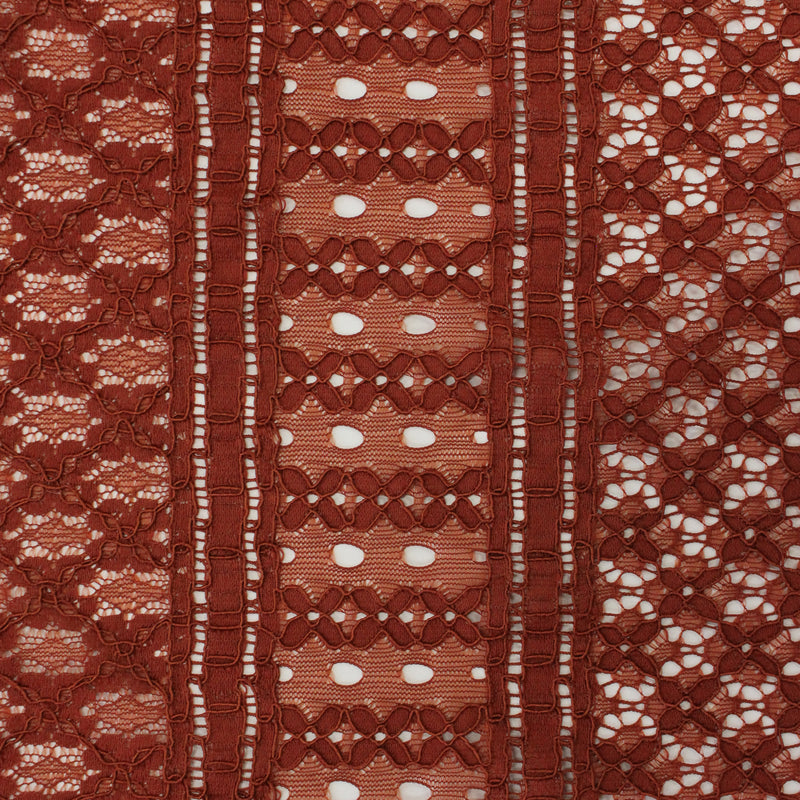 【kaene fabrics for you】ハシゴ×フラワーラッセルレース（brown）