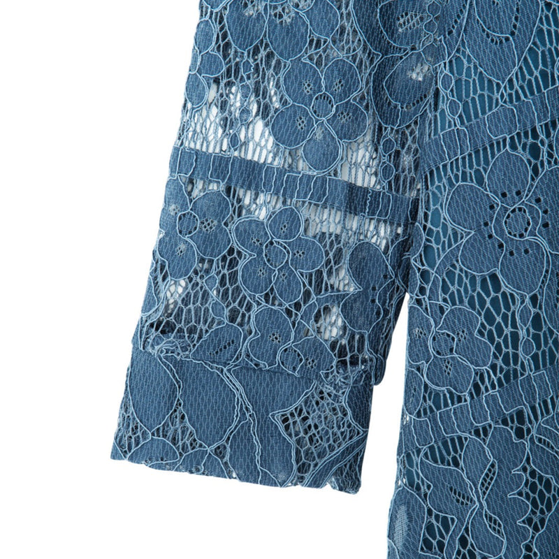 【kaene fabrics for you】フラワーラッセルレース（blue）