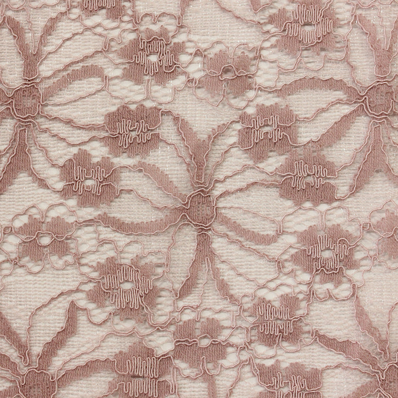 【kaene fabrics for you】ラメフラワーレース（pink）