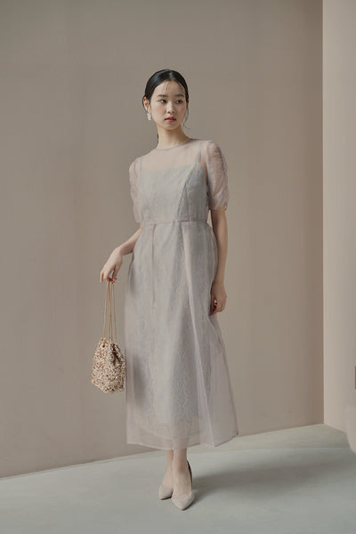 re'kaene(リカエン)公式サイト レンタル  オーガンエプロンレースドレス ( 38 / pinkbeige ) 100881 | モデル身長170cm 着用サイズ38