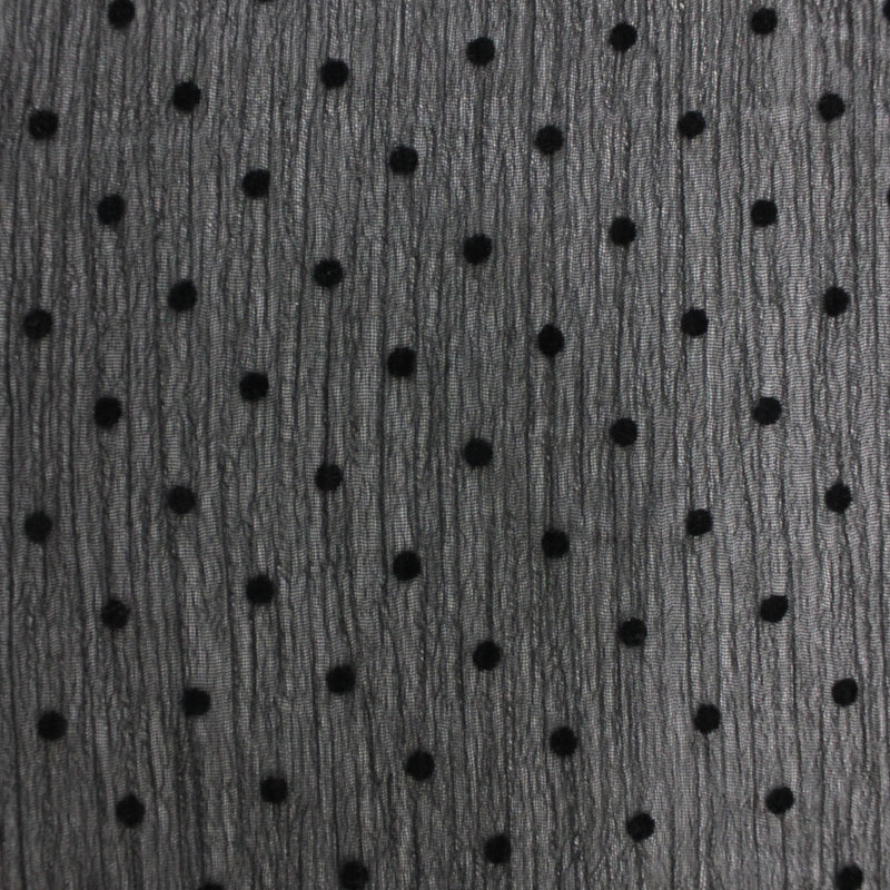 【kaene fabrics for you】楊柳フロッキー小ドット（black×black dot）