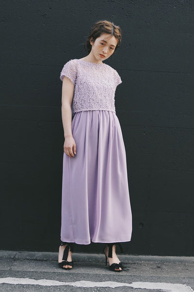 
re'kaene(リカエン)outlet(アウトレット)公式サイト 3Dレースセットドレス ( purple ) / 100576③  | モデル身長153cm　着用サイズ1