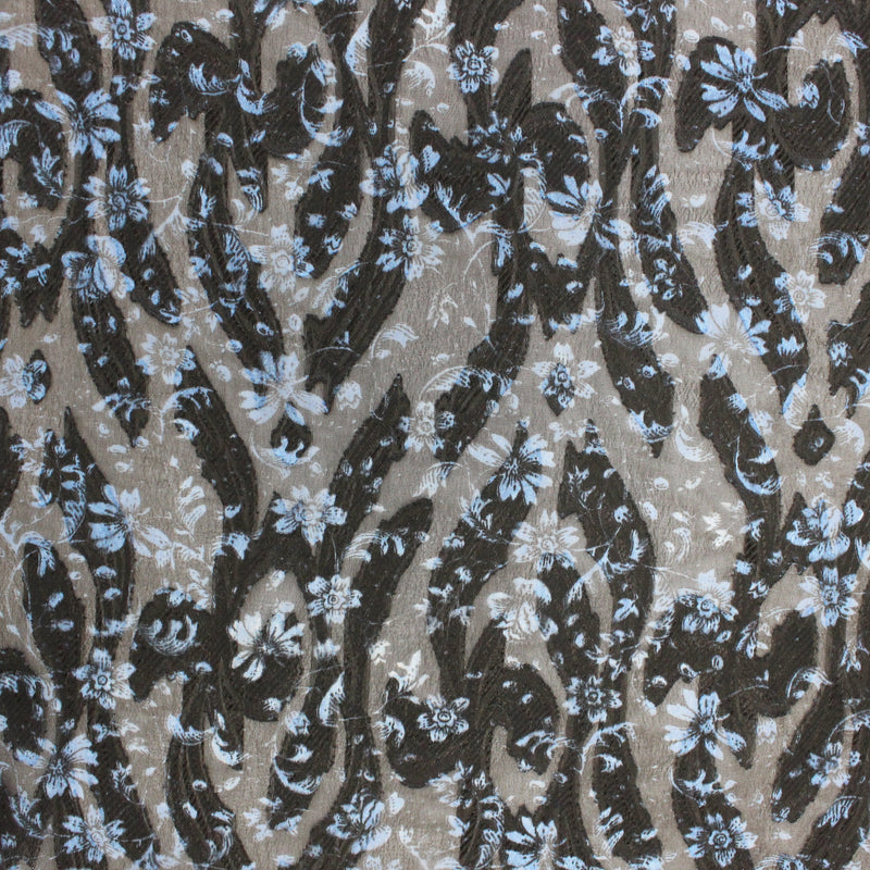 【kaene fabrics for you】フラワープリントシフォンジャガード（navy×blue）