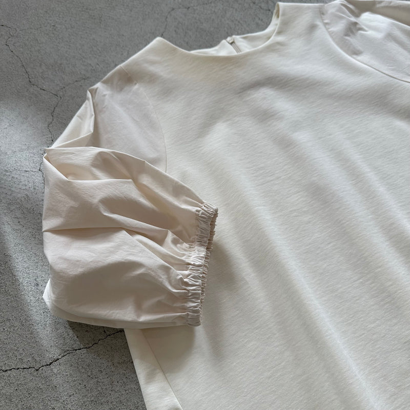 【OUTLET】異素材切り替えカットソー（ivory） / 800162