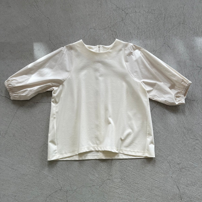 【OUTLET】異素材切り替えカットソー（ivory） / 800162