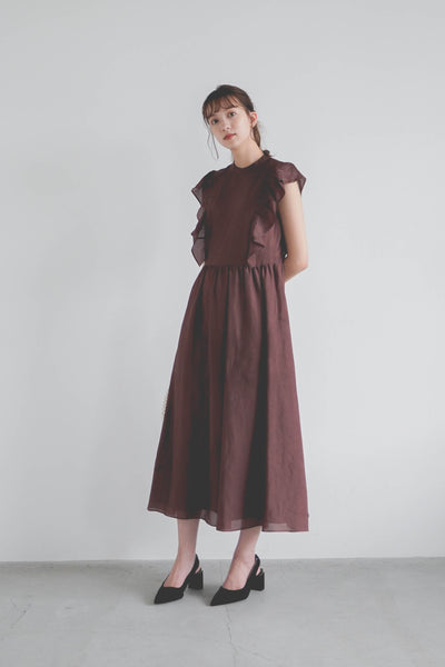 re'kaene(リカエン)公式サイト レンタル シフォンフリルドレス（ 34 / brown ）100808 | モデル身長171cm 着用サイズ34