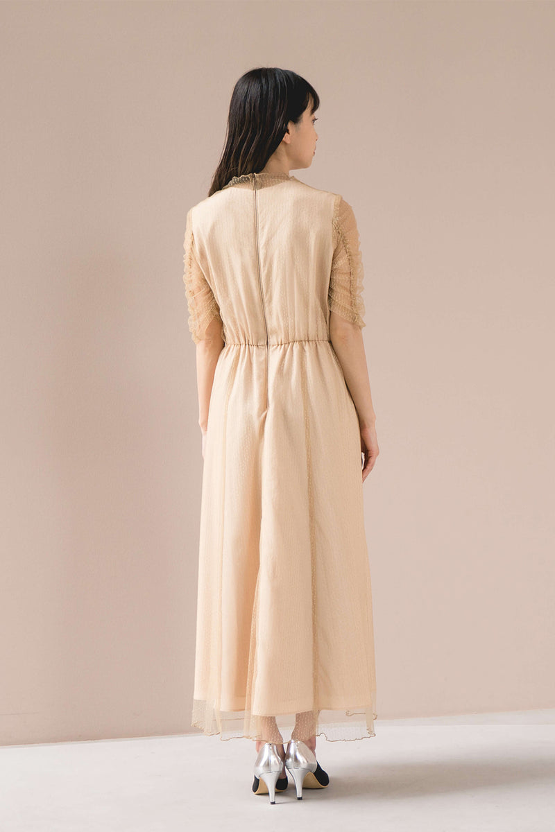 ル シャイニーチュールドレス（ 36 / beige ）100873  | モデル身長157cn　着用サイズ34