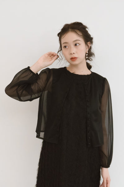 re'kaene(リカエン)公式サイト レンタル シアーカーディガン ( FREE / black ) 005308 | モデル身長161cm 着用サイズFREE