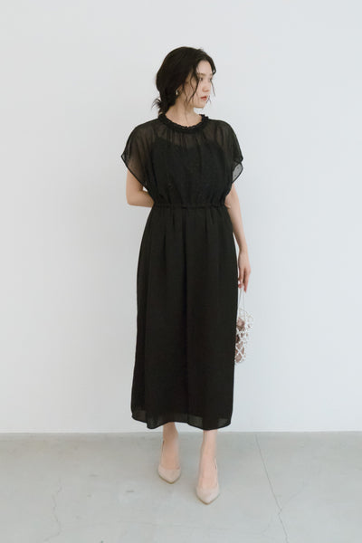 re'kaene(リカエン)公式サイト レンタル ラメドビードッキングドレス ( FREE / black ) 100602 | モデル身長160cm 着用サイズ FREE