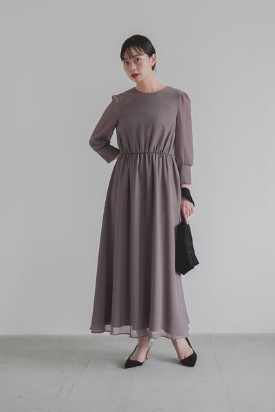 re'kaene(リカエン)outlet(アウトレット)公式サイト 楊柳シフォンワンピース（ 1 / gray ）100711　  | モデル身長161cm　着用サイズ1
