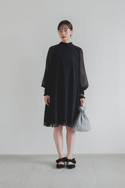 re'kaene(リカエン)公式サイト レンタル ラメドビーシャーリングワンピース（ 2 / black ）100669 | モデル身長161cm 着用サイズ 2