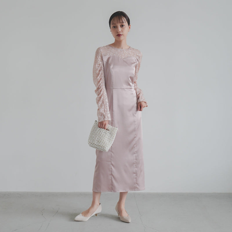 オパールシフォンドッキングドレス（ 36 / pink ）100830②