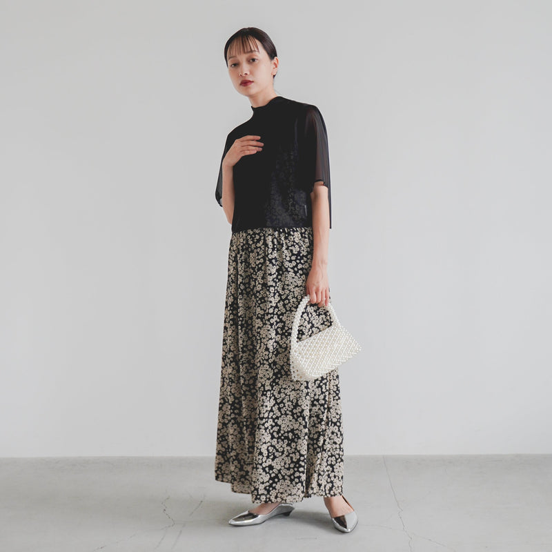 シアーブラウス×フラワープリントセットドレス（ 36 / black×off ）100848