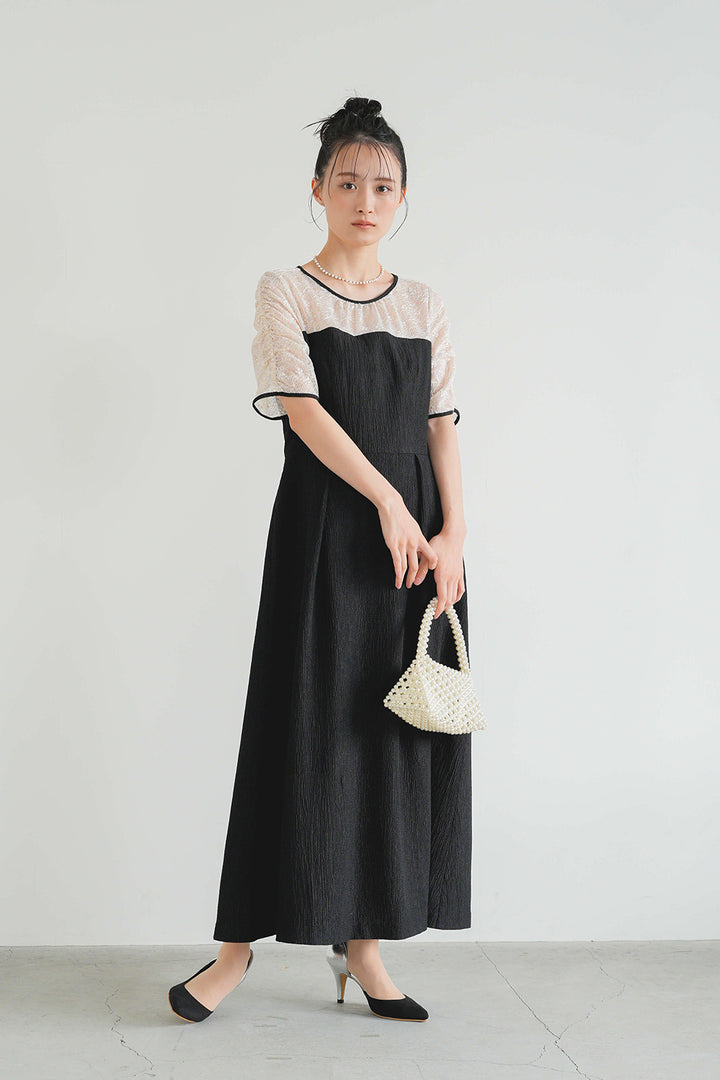 安心追跡【KAREN MILLEN】ビスコース素材ドレ−プジャンプスーツ 喪服・礼服】カフススリーブAラインフレアワンピース×ファスナー
