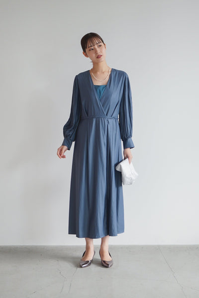 re'kaene(リカエン)公式サイト レンタル サテンカシュクールドレス（ 38 / blue）100739 | モデル身長165cm 着用サイズ38
