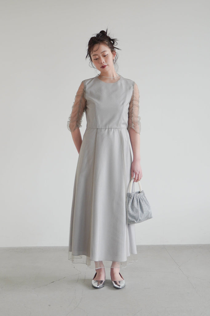 【新品】kaene シャイニーチュールドレス beige 38 セール】【kaene】シャイニーチュールドレス（ドレス）｜kaene