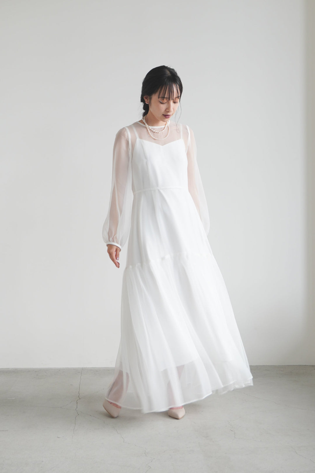 kaene ホワイトドレス サテンリボンドレス［white collection］（ドレス）｜kaene