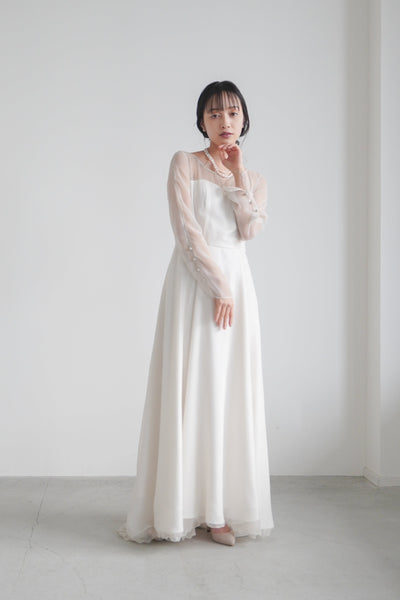 
re'kaene(リカエン)outlet(アウトレット)公式サイト オーガンジー重ねドレス（ 36 /  greige ） / 100713  | モデル身長167cm　着用サイズ36