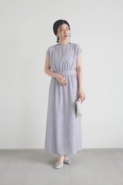 re'kaene(リカエン)公式サイト レンタル ジャガードジレドレス（ 36 / bluegray ）100785 | モデル身長160cm 着用サイズ36