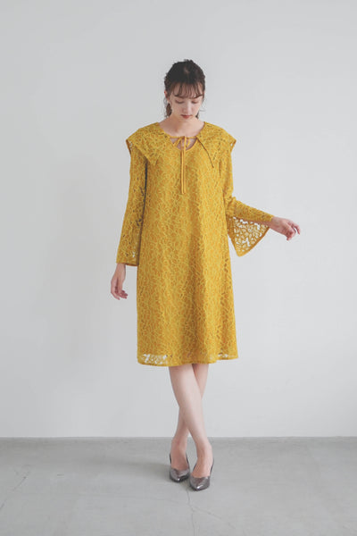 re'kaene(リカエン)公式サイト レンタル セールカラーオールレースドレス（ 2 / yellow ）100831 | モデル身長171cm 着用サイズ2
