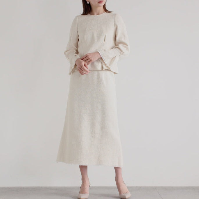 【OUTLET】ツイードブラウス（ ivory ） / 010482