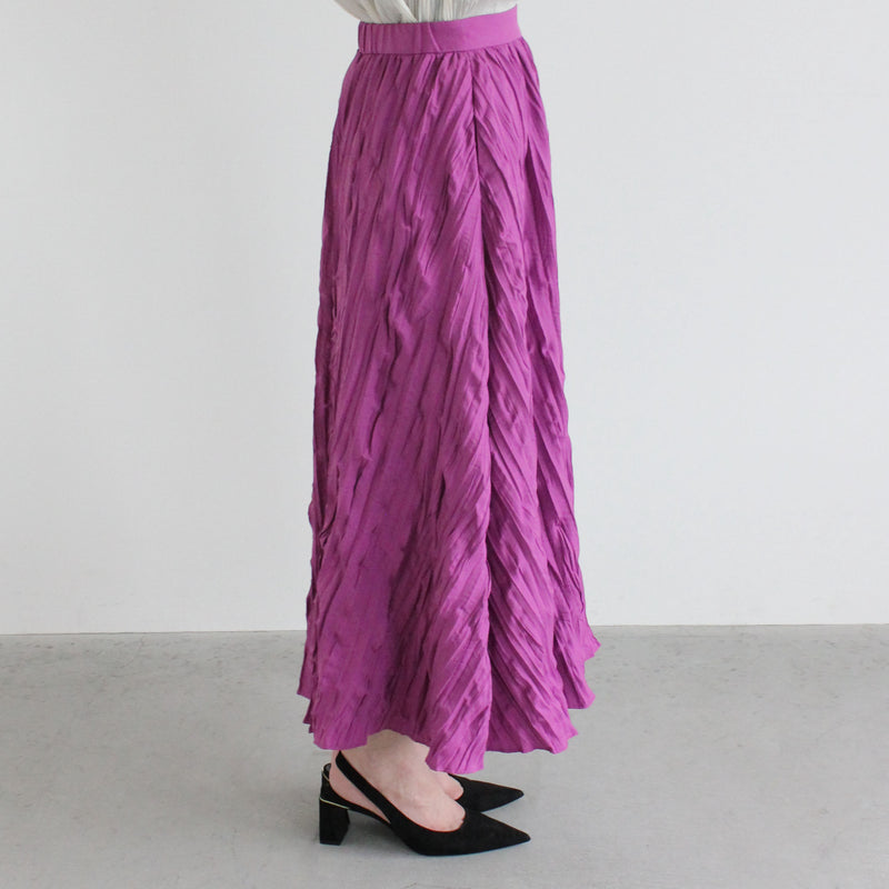 【OUTLET】ランダムプリーツフレアースカート（purple） / 006182