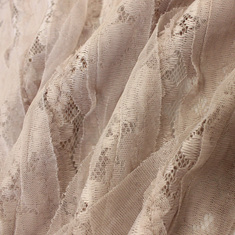【kaene fabrics for you】リボンチュールレース（pink beige）