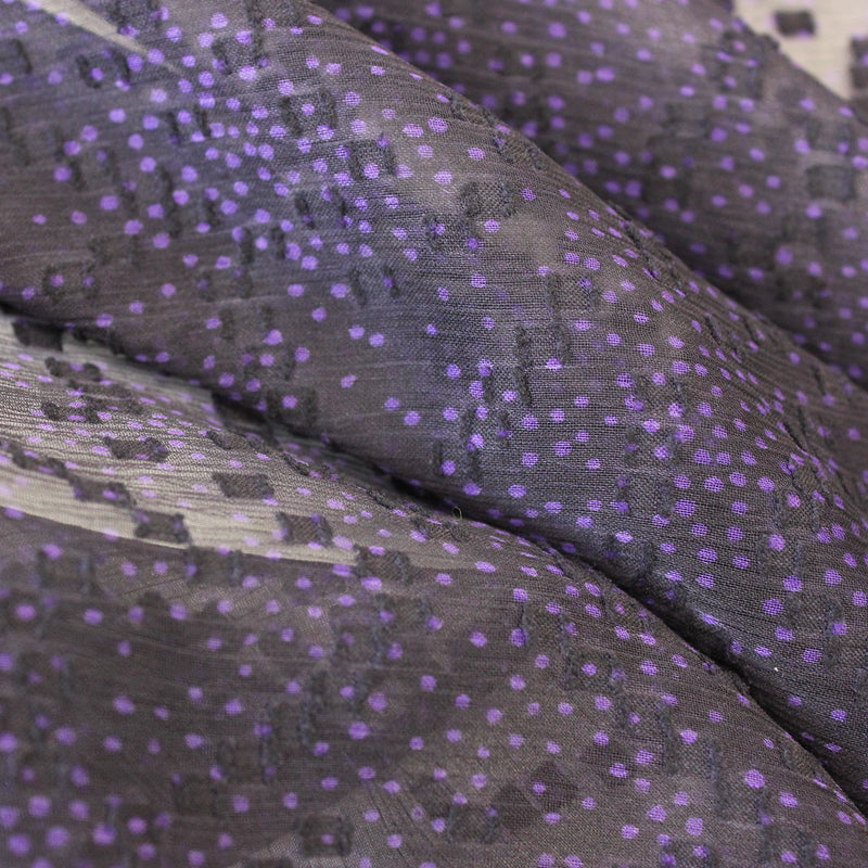 【kaene fabrics for you】ドットプリントドビー楊柳シフォン（purple）