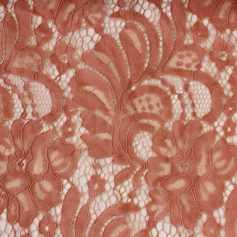【kaene fabrics for you】両耳スカラップフラワーラッセルレース（salmon pink）