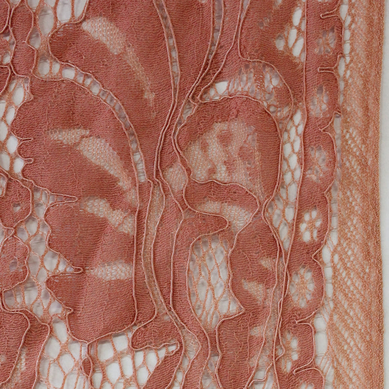 【kaene fabrics for you】両耳スカラップフラワーラッセルレース（salmon pink）