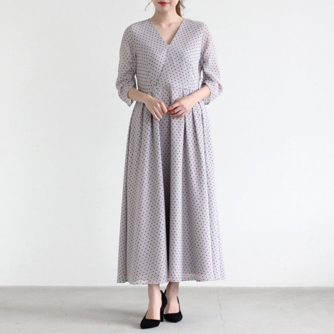 【kaene fabrics for you】楊柳フロッキー小ドット（gray×black dot）