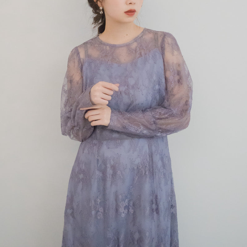 【OUTLET】オールレースドレス（lavender） / 100680