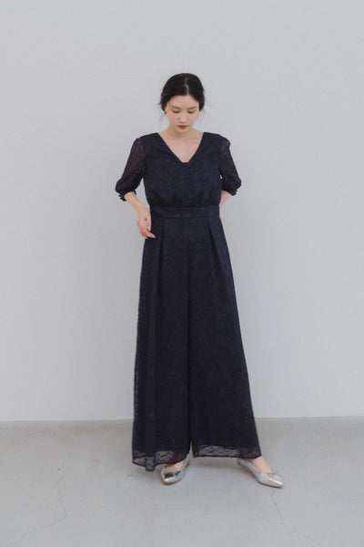 re'kaene(リカエン)公式サイト レンタル シフォンドビーオールインワン ( 36 / navy ) 100513 | モデル身長160cm 着用サイズ36